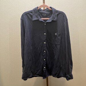 Untuckit Mens' Lester Knit Button down Shirt Blue size XXL